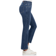 high waist kick leg authentic blauwe jeans, wijde pijpen