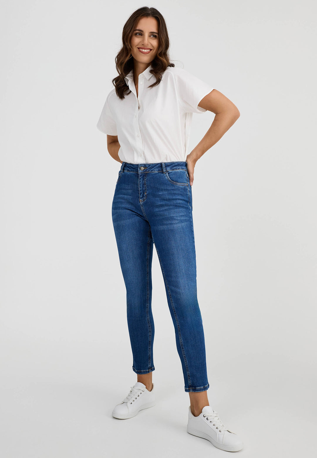 High Waist Skinny stone blue super wash dames jeans – Wonderjeans