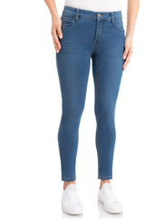 blauwe jeans met stretch ankle model